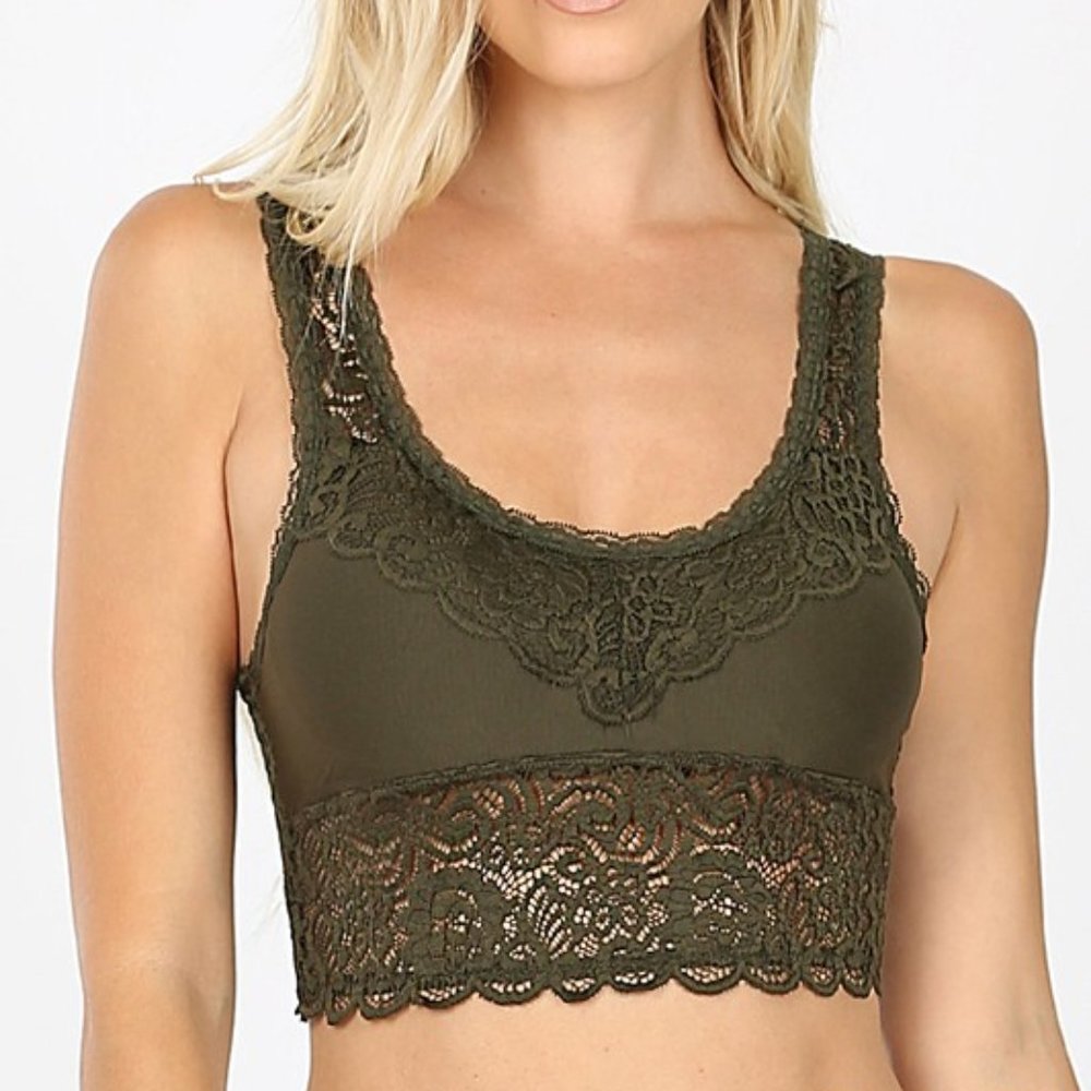 Plus Seamless Stretch Lace Bralette Bra Top